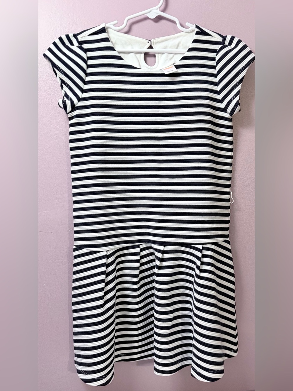 Girls Gymboree Navy & White Striped Cap-Sleeve Dress Size 10